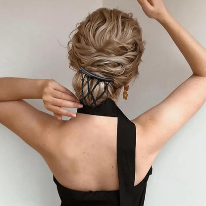 5 Pieces Stretchy Magic Hair Comb Adjustable Elastic Comb Hair Clip for Women Girls No Crease Hair Pins Vintage Hair Bun Maker Hair Accessories for Curly Thick Wavy Hair Ponytail(Black)