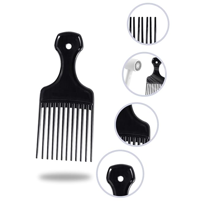 10pcs Salon-Style Hair Pick and Parting Comb，Smooth Wide Hair Pick Comb Afro Hair Comb ，Black Detangling Combs for Afro, Curly Hair Braiding and Styling，Barber Supplies, Hair Care Appliance（BLACK）