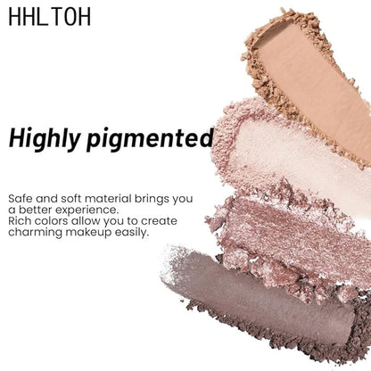 Eyeshadow Quad, Nude Brown Matte Shimmer Eye Shadow Makeup Powder Palette, Suitable for Women's Daily Eyeshadow Makeup, Long-Lasting Waterproof and Smudge-Proof, Easy to Apply, with Built-In Mirror 01
