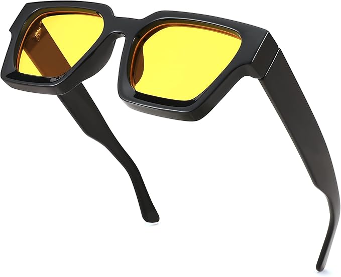 FEISEDY Retro 90s Square Sunglasses for Women Men Trendy Chunky Rectangle Sunglasses UV400 Protection B2385