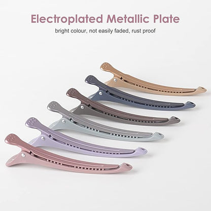 AIMIKE 12pcs Professional Hair Clips for Styling Sectioning, Anti-Slip No-Trace Duck Billed Hair Clips with Silicone Band, Salon and Home Hair Cutting Clips for Hairdresser, Women, Men - 4.3” Long
