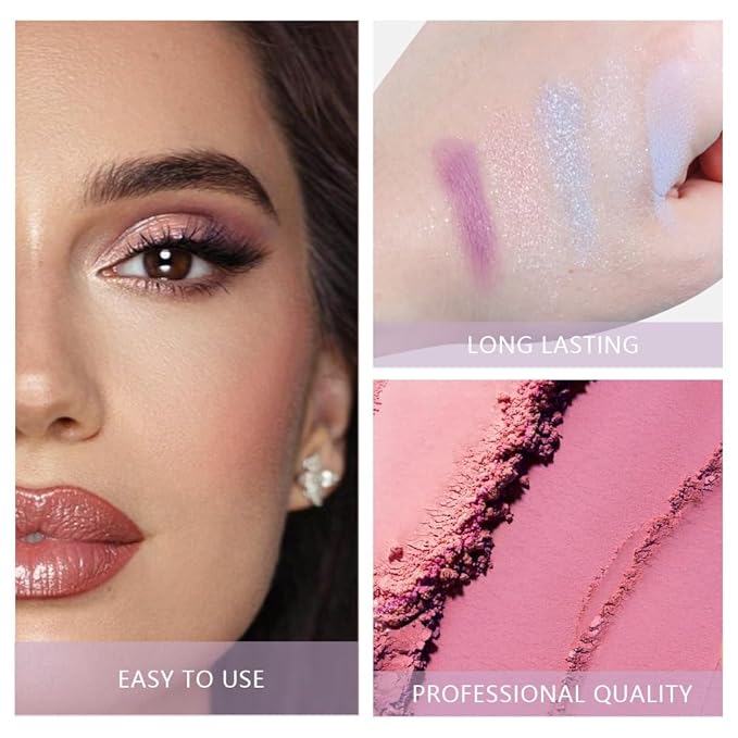 16Color Matte Shimmer Eyeshadow Palette, Blue Pink Purple Nude Red Green Black 16Color Series Eye Shadow Makeup, Warm Sparkly Eyeshadows Long Lasting Waterproof Naturing-Looking Women Girls Eye Shadow