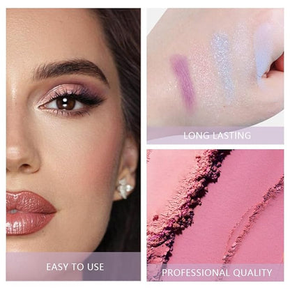 16Color Matte Shimmer Eyeshadow Palette, Blue Pink Purple Nude Red Green Black 16Color Series Eye Shadow Makeup, Warm Sparkly Eyeshadows Long Lasting Waterproof Naturing-Looking Women Girls Eye Shadow