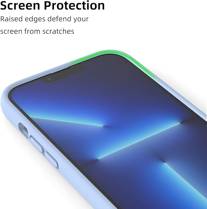 K TOMOTO iPhone 13 Pro Max Bumper Case (6.7 Inch), Fog Blue Silicone, Shock-Absorb, Raised Edge Protection, Lightweight, Slim Fit, Compatible with Wireless Charging
