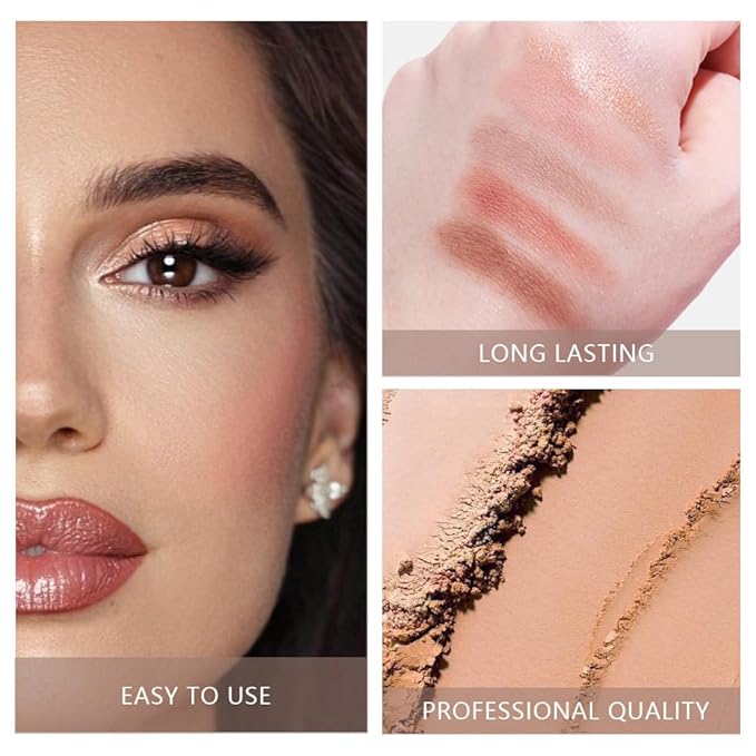 16Color Matte Shimmer Eyeshadow Palette, Natural Nude Brown 16Color Series Eye Shadow Palette Makeup, Warm Glitter Sparkly Eyeshadows Long Lasting Waterproof Naturing-Looking Women Girls Eye Shadow