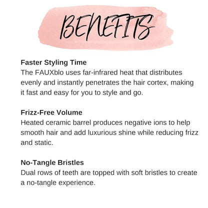 CALISTA FAUXblo Thermal Round Brush | Heated One-Step Blowout Brush for Smooth, Shiny Hair | Heats to 365F | 3 Sizes for All Hair Types | Dual Voltage (Ruby, 1.77)