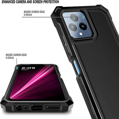 NZND Designed for T-Mobile REVVL 6 5G Phone Case, REVVL 6X 5G Phone Case with [Built-in Screen Protector], Full-Body Shockproof Protective Rugged Bumper Cover Case (Black)