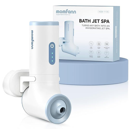 Bath Jet Spa, Cordless Portable Bathtub Accessories with 3-Level Adjustable Speed, Bubble Maker/Bath Jet Mode, Bathtub Jets for Home Spa, Relaxing (White-Blue)