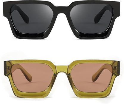 FEISEDY Retro 90s Square Sunglasses for Women Men Trendy Chunky Rectangle Sunglasses UV400 Protection B2385