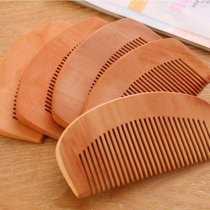 2 Pcs Brown Peach Wood Wooden Comb Anti-Static Comb Close Tooth Comb Styling Tools and Appliances