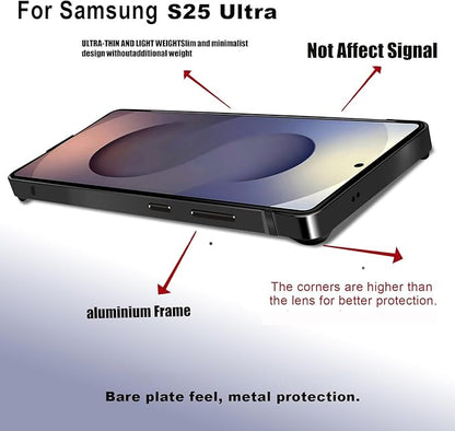 New Aluminum Frame Metal Bumper Frame Slim Hard Cover Suitable for Samsung s25ultra case, Metal Frame with Soft Inner Bumper, Raised Edge Protection (Titanium Gray, Galaxy S25 Ultra)