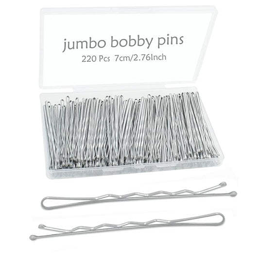 220PCS 2.76 Inch Silver Bobby Pins for Women, Large Bobby Pins with Box, Reusable Non Slip Hair Pins, Great for Thick Hair