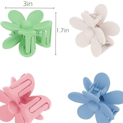 Flower Hair Clips 6 PCS Flower Claw Clips Daisy Clips for Women Matte Large Claw Clips Strong Hold Jaw Clamps Hair Accessories for Thick Hair 6 Colors
