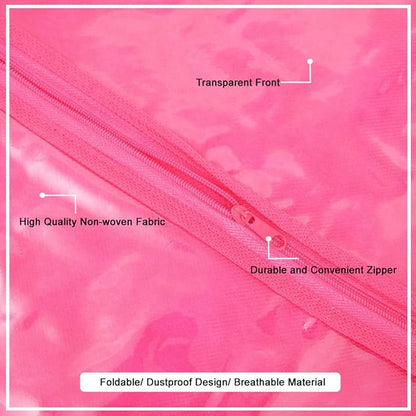 2Pcs Hair Extension Holder, Extra Long Wig Storage Bag with Hanger, Wig Storage for Multiple Wigs Hairpieces, Portable Style Hair Travel Hair Extensions Bag (31.5 Inch, 2Pcs Pink)