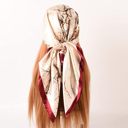 35 x 35 Women's Fashion Pattern Large Square Silk Like Hair Scarf Head Sleeping Wrap Satin Neck Bandana for Gift…
