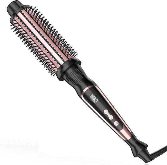 1.5 Inch Thermal Brush for Blowout Look, Heated Round Brush with Dual Voltage & Adjustable Temperature, Smooth & Voluminous Curls, Travel-Friendly Hair Styling Tool (Rose Gold, 1.5 inch)