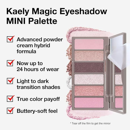6 Color Eyeshadow Makeup Palette, 6 Pink Champagne Gold Deep Red White Rose Gold Rose Red Eyeshadows Palette,Everyday Matte Shimmer Finish Eye Makeup Looks,Travel Friendly Size, Built-in Mirror 08#