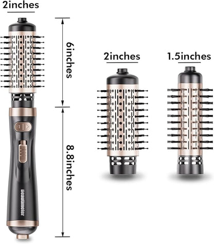 Beautimeter Hair Dryer Brush 3-in-1 Hair Styler: Rotating Blow Dryer Brush with 2-Inch and 1.5-Inch Brushes