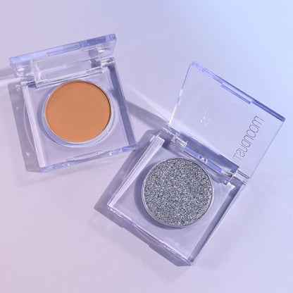 Monochrome Pressed Eyeshadow, Waterproof Neutral Powde Mini Eyeshadow, sombras para ojos, Talc, Paraben & Cruelty Free (H07#Shimmer Blue)