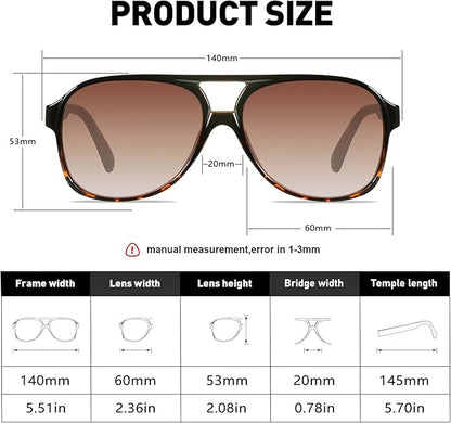 YDAOWKN Retro Aviator Sunglasses for Women Mens Large Frame Classic Vintage 70s Sun Glasses Aviators