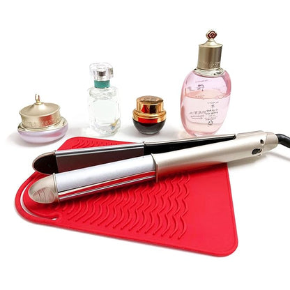 Heat Resistant Mat for Curling Irons, Hair Straightener, Flat Irons and Hair Styling Tools 9" x 6.5", Red