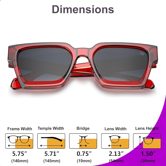 VISOONE Fashion 100% UV400 Protection Rectangle TR90 Y2K Sunglasses Accessories for Women Men RIVER