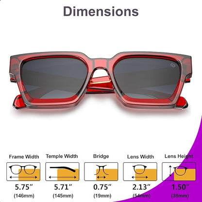 VISOONE Fashion 100% UV400 Protection Rectangle TR90 Y2K Sunglasses Accessories for Women Men RIVER