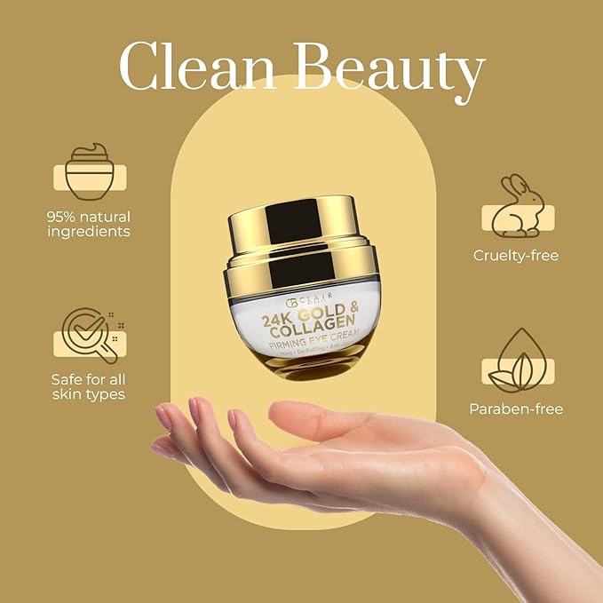 24k Gold & Collagen Under Eye Cream - Hydrating, Firming & Anti-Aging - Dermatologist Tested, Clean Beauty & Cruelty-Free Korean Skin Care for All Skin Types - 1 Fl. Oz