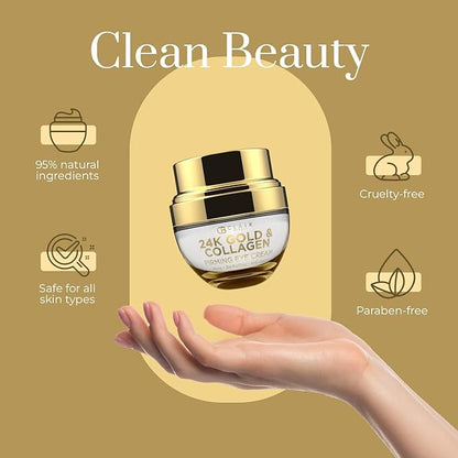 24k Gold & Collagen Under Eye Cream - Hydrating, Firming & Anti-Aging - Dermatologist Tested, Clean Beauty & Cruelty-Free Korean Skin Care for All Skin Types - 1 Fl. Oz
