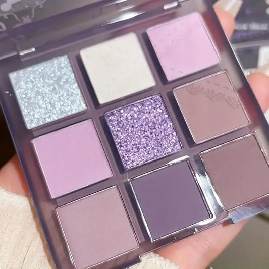 9 Colors Eyeshadow Palette Set - Mauve Purple Taupe Eyeshadow Themes, High Pigmented Blendable Matte & Glitter Shimmer Finishes, 24-Hour Long Wear Eye Makeup for Christmas Party & Music Festival