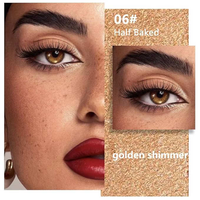 evpct Golden Shimmer Single Eye shadow Palette Makeup for Older Women, Bronze Glitter Sparkly Cream Eye Shadow Palette Brightener for Older Women, High Pigment Waterproof Monochrome Mini Eyeshadow