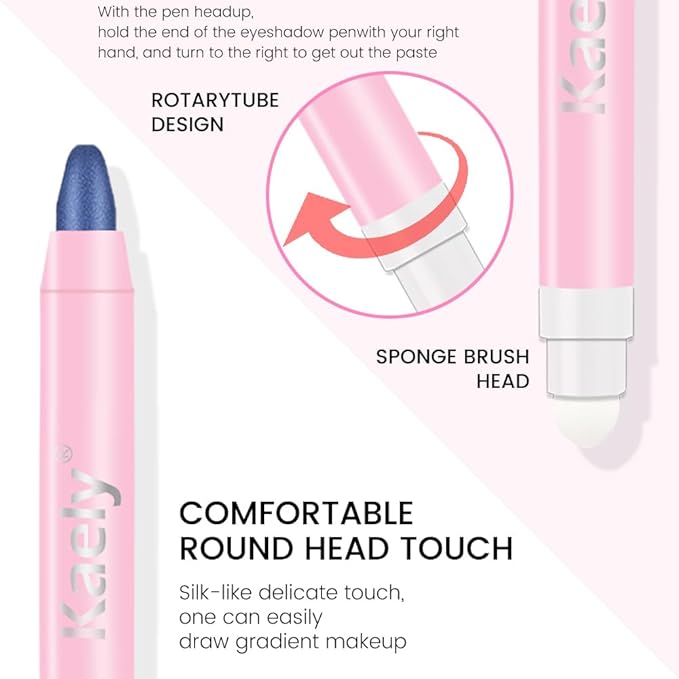 2-in-1 Cream Eyeshadow & Highlighter Stick, Waterproof Dark Blue Shimmer Eye Shadow Pencil for Women, Long-Lasting Pigmented Makeup, sombras para ojos 27