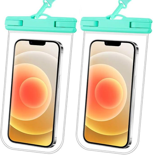 2025 Waterproof Phone Pouch: 2 Pack Cruise Ship Essentials Must Haves Dry Bag for Vacation Beach Travel Kayak Accessories, Water proof Case for iPhone 16 15 14 13 12 Plus Pro Max Galaxy - Green+Green
