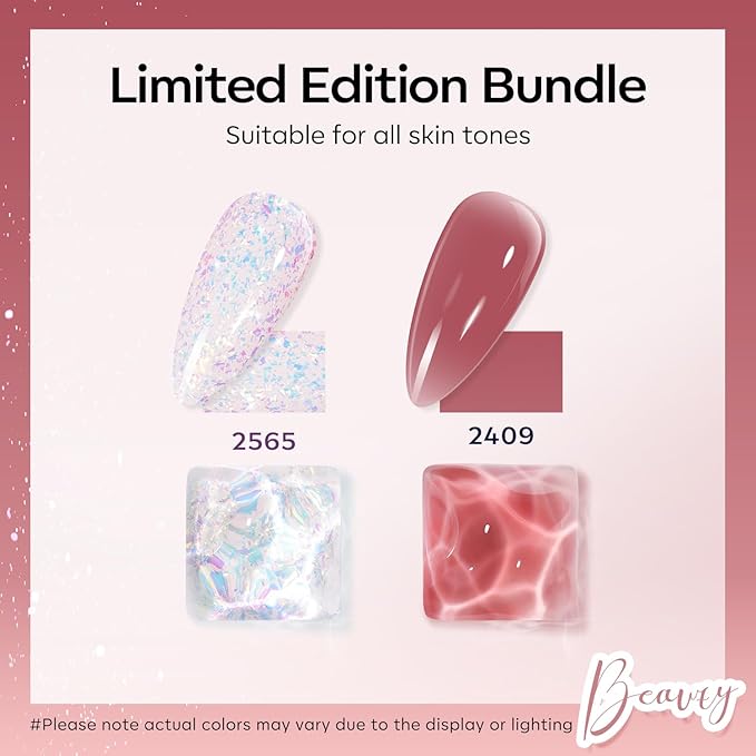 modelones Gel Nail Polish Set 2 Pcs 15 ML French Tip Red White Jelly Gel Polish Glitter Shimmer Pearl Pink Soak Off UV French Tip Gel Polish For Nail Art DIY Manicure At Home For Women Girl