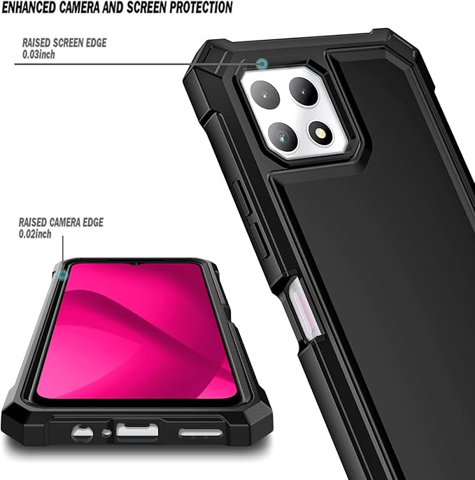 NZND Designed for T-Mobile REVVL 7 5G Case with [Built-in Screen Protector], Full-Body Shockproof Protective Rugged Bumper Cover, Impact Resist Phone Case (Black)