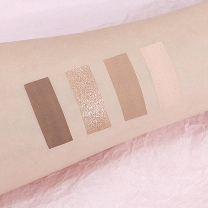 Shimmer Matte Eyeshadow Quad Makeup Palette, Dark Brown Champagne Light Brown Nude Eyeshadow Palette, Blendable Matte Glitter Eyes, Long-Lasting Waterproof, Create Your Everyday Eye Look, 2# Coffee