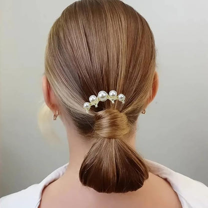 4 PACK Pearls Twist Hair Pins, Pearl U Shaped Hair Side Combs, 4 Prong Hair Updo Hair Sticks, Vintage Hair Fork Clips, French Pearl Hairpin Hair Styling Accessories for Wedding Party Holiday Daily