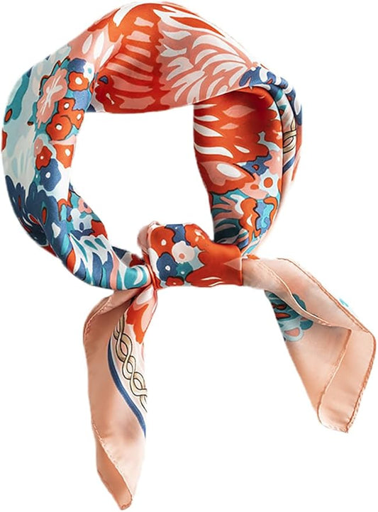 MINIDORA Satin Scarves for Women 27.5 × 27.5 inches Medium Square Elegant Silk Feeling Head Scarf