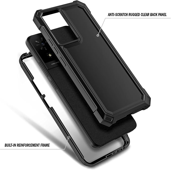 Designed for TCL K24/K23/TCL 50 LE Phone Case with Screen Protector, [Raised Corners Drop Protection] Full-Body Protective Shockproof Rugged Bumper Cover (Black)