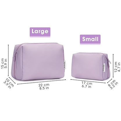 Narwey Cute Makeup Bag Travel Cosmetic Bag Organizer Toiletry Bag Make Up Bags with Compartments for Women Girls (Large, Purple)