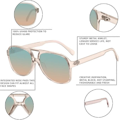 YDAOWKN Retro Aviator Sunglasses for Women Mens Large Frame Classic Vintage 70s Sun Glasses Aviators