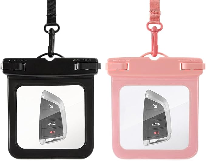 2 Pack Submersible Waterproof Wallet Dry Car Key Fob Case Bag,Swimming Surfing Water Sports Small Waterproof Pouch Holder for Door Ship Card Credit ID Card Driver Fishing License Cash Coins