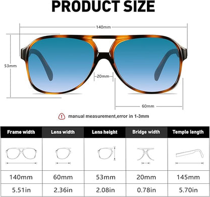 YDAOWKN Retro Aviator Sunglasses for Women Mens Large Frame Classic Vintage 70s Sun Glasses Aviators