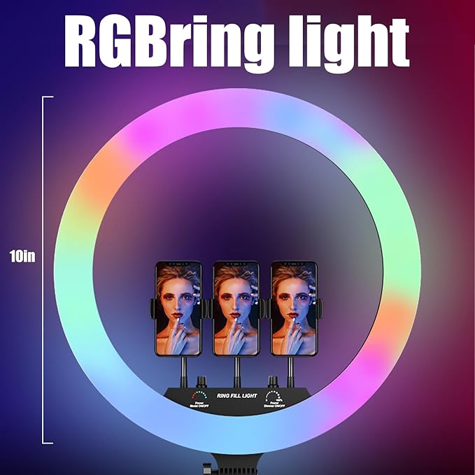 10" Replaceable Selfie Ring Light, Without Tripod, 32 Color Modes, Dimmable LED Ring Light for iPhone and Android, TikTok, Live Stream, YouTube, Makeup
