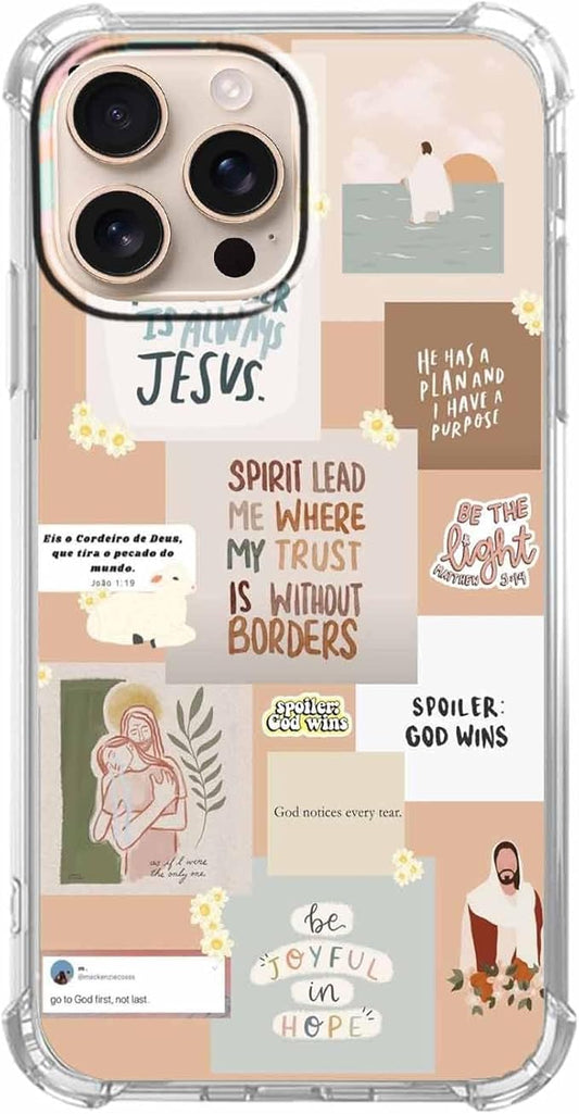 Case for iPhone 16 Pro with Christian Quotes Design,Jesus God Bible Verse Pattern,Clear Soft TPU Bumper Case,6.3"(Christian,16pr)