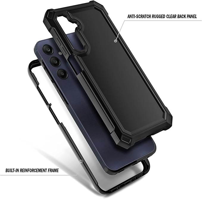 Designed for Galaxy A25 5G Case, Samsung A25 Phone Case with [Built-in Screen Protector], [16FT Military Grade Drop Tested] Full-Body Protective Shockproof Rugged Bumper Cover (Black)