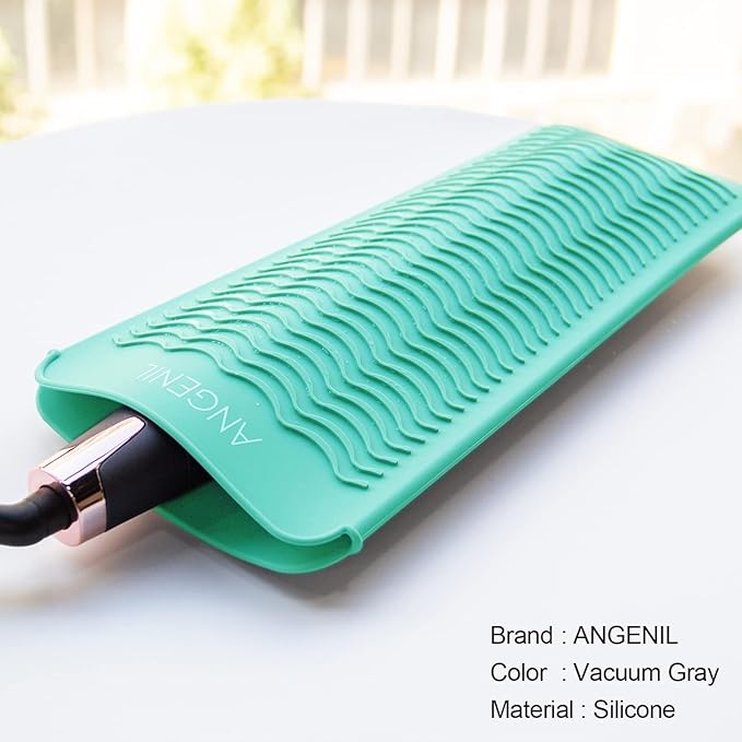 ANGENIL Curling Iron Silicone Mat Heat Resistant for Travel Dual Voltage Flat Iron, Hair Straightener, Rotating Cordless Curling Iron Wand, Wireless Curlers, Crimper Hair Iron, Straightening Iron
