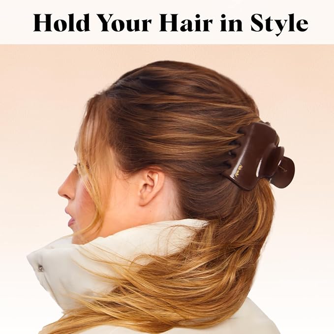 Kitsch Plastic Puffy Claw Clip for Women - 3.15 Inches Claw Clips for Full or Half Ponytail, Secure Hold for Thick Hair, Ideal for Everyday Use, Stylish Hair Accessories - Chocolate, 1pc