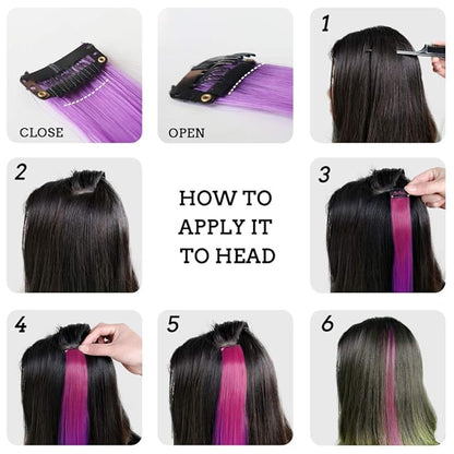 16Pcs Green Colored Clip in Hair Extension Multi-colors Party Highlights Synthetic 20inch Color Hairpiece Halloween Cosplay Party Christmas New Year Gift for Women Kids Girls (Mix Green)