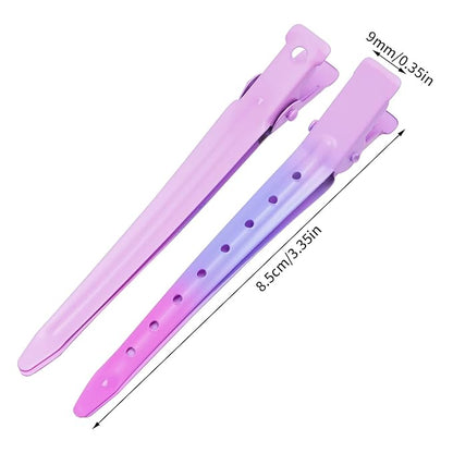 24 Packs Duck Bill Clips, Bantoye 3.35 Inches Rustproof Metal Alligator Curl Clips with Holes for Hair Styling, Hair Coloring, Gradient Pink